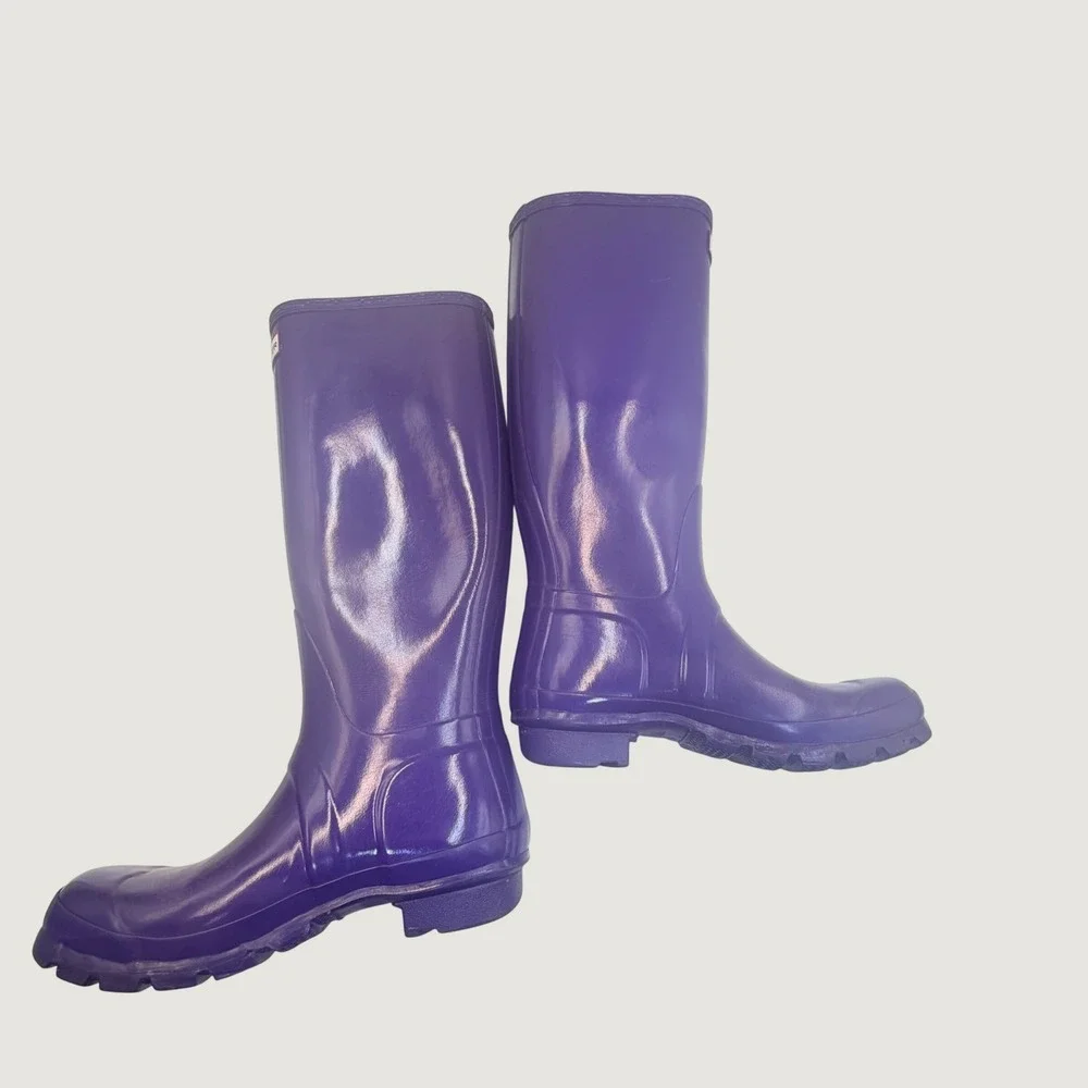 Hunter Original Gloss Tall Purple Rain Boots W23616 Womens 5 Mens 4 EU 35/36